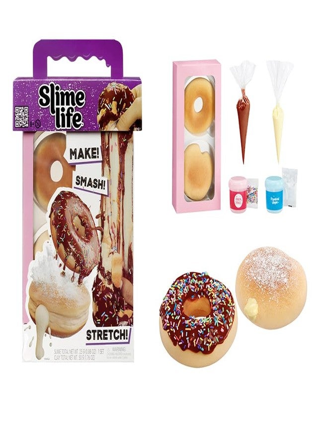 Slime Life Choco Icing Round & Cream Filled Donuts DIY Slime Kit - Unboxing Ingredients to Make, Smash, and Stretch Your Food Slime, Ages 8+ - Image 1